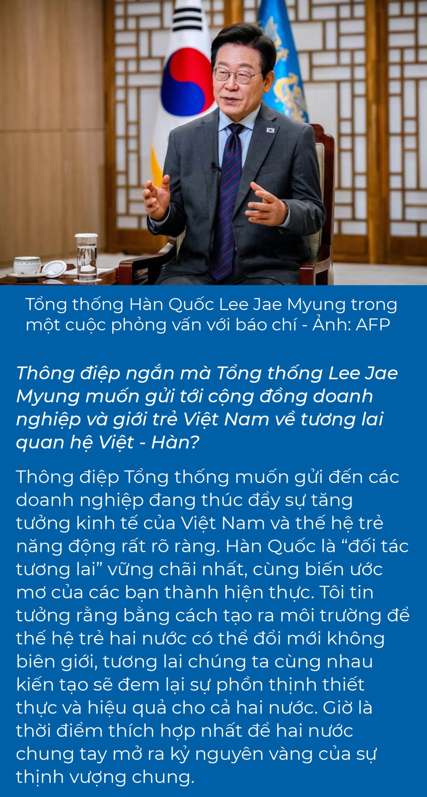 Thông điệp của Tổng thống Hàn Quốc Thông điệp của Tổng thống Hàn Quốc